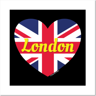 London England UK British Flag Heart Posters and Art